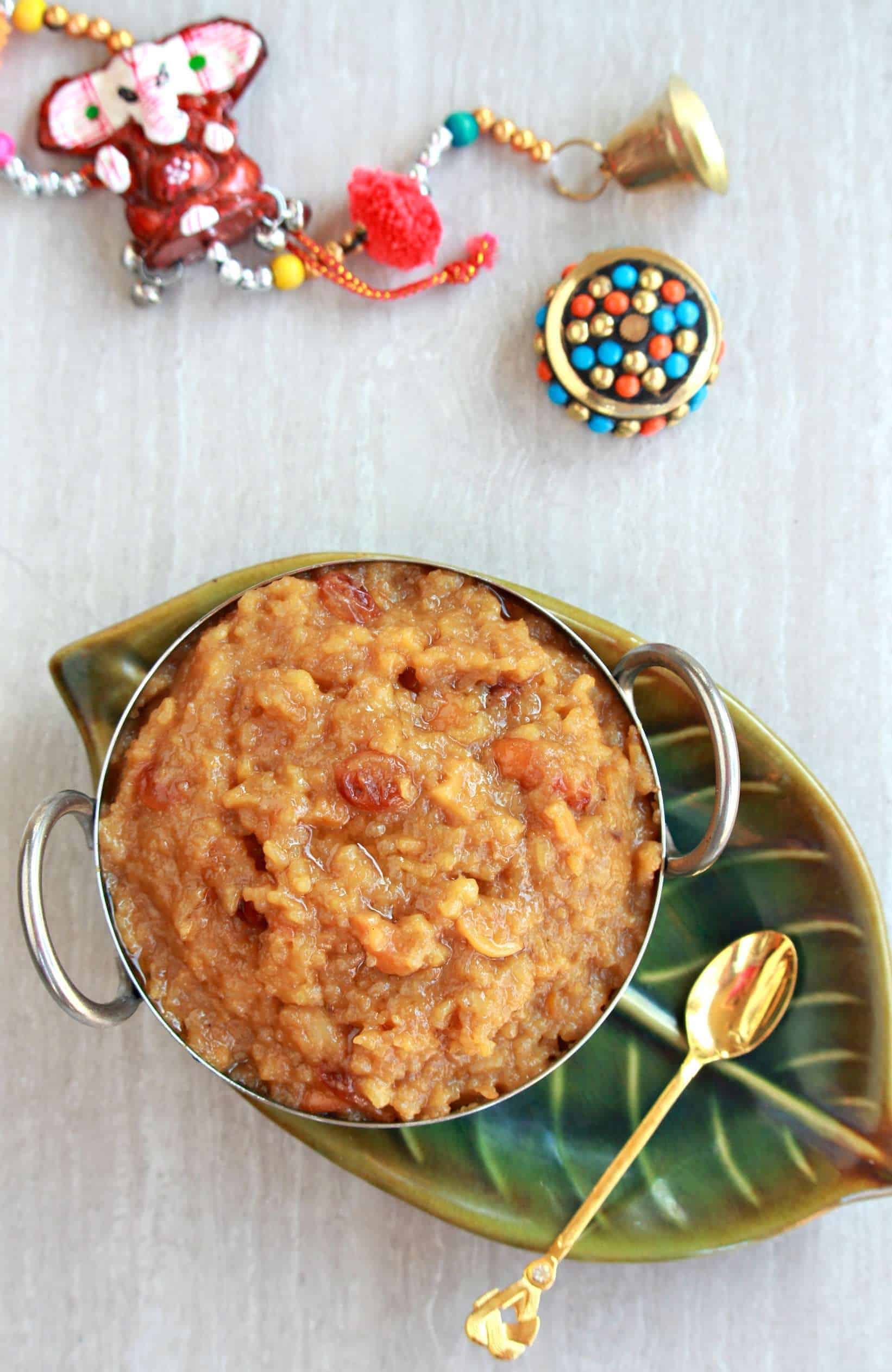 Chakkara Pongal | Sakkarai Pongal recipe Chakkara Pongal in a kadai