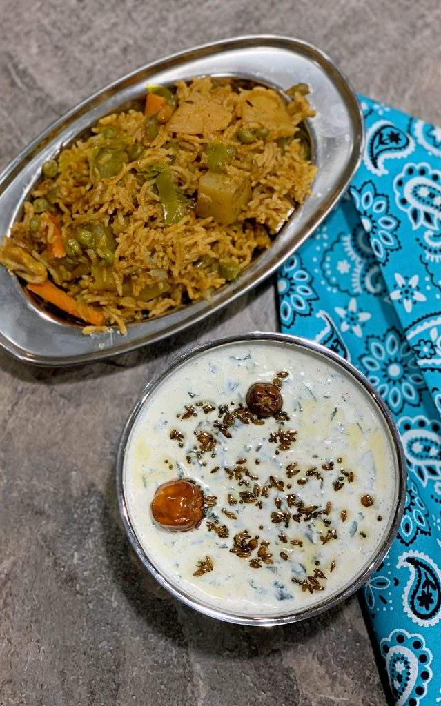 Palak Raita with vegetable Biriyani Palak Raita with vegetable Biriyani