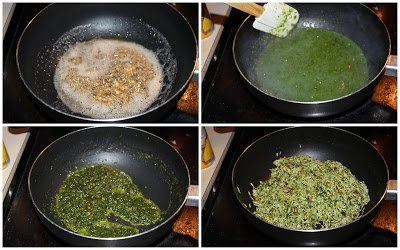 Kothamalli Sadam Kothamalli Sadam cooking in pan