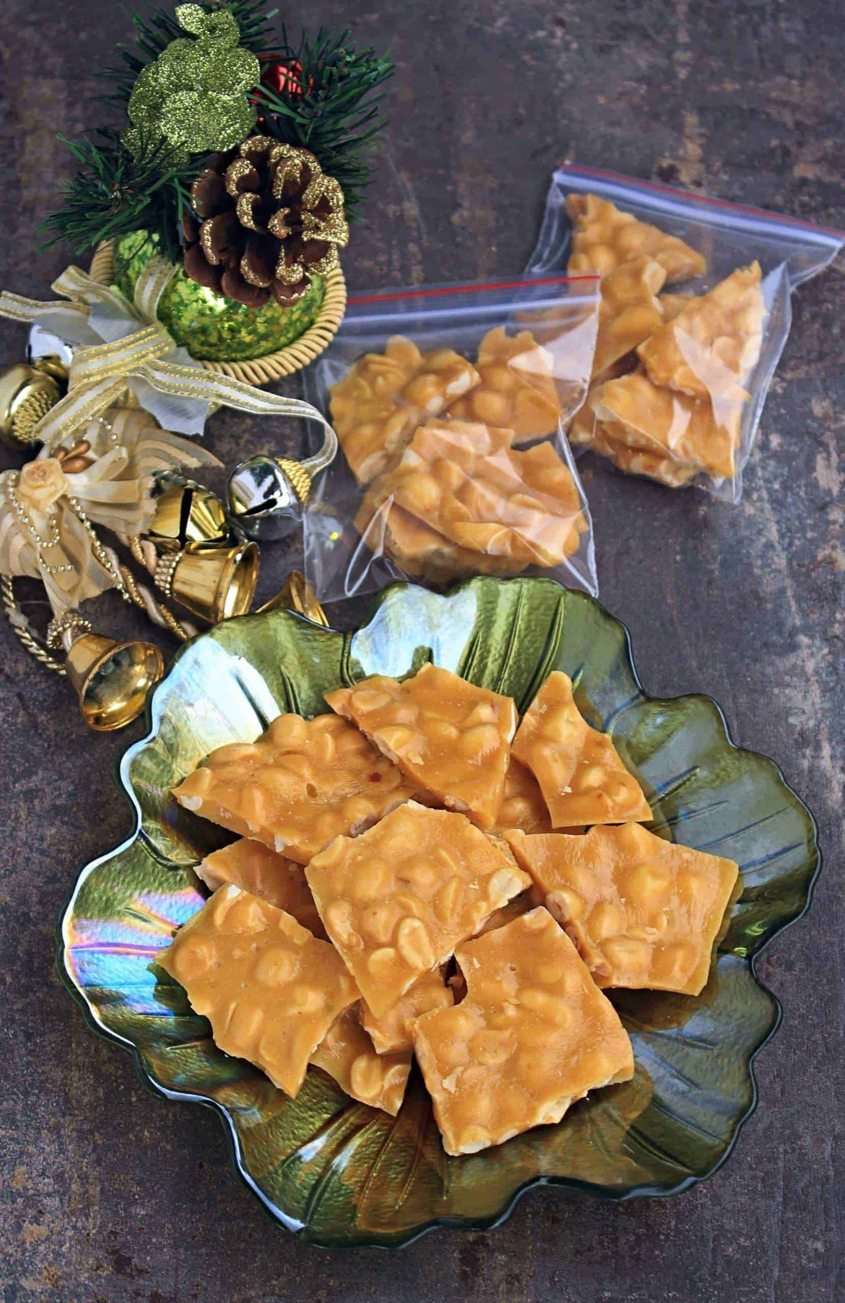 Old Fashioned Peanut Brittle Old Fashioned Peanut Brittle in a decorative plate