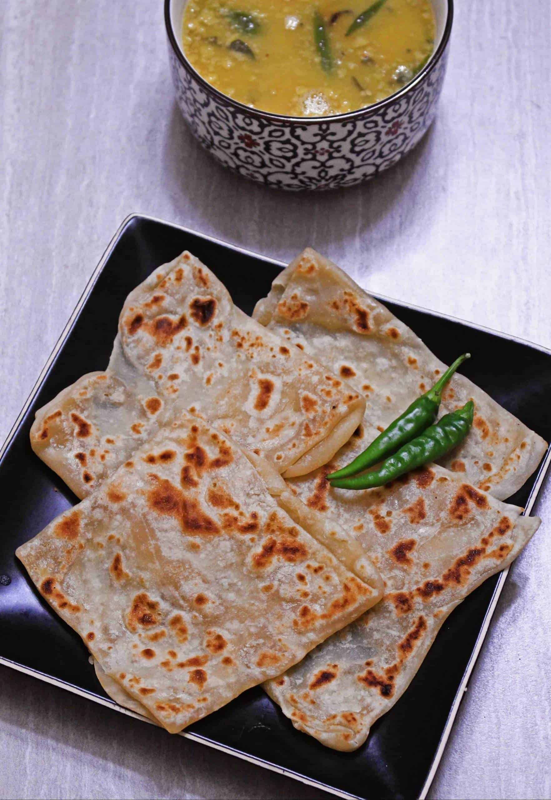 Veechu Parotta | Eggless Veechu Parotta Veechu Parotta With green chillies