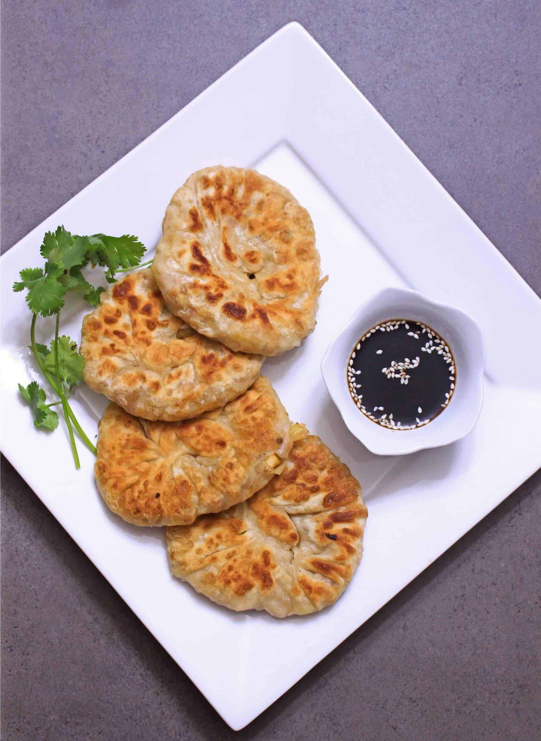 Xian Bing | Chinese Stuffed Pancake Chinese Stuffed Pancake in a dish